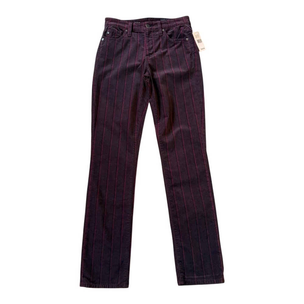 AG Adriano Goldschmied‎ Mari High Rise Straight Corduroy Burgundy Stripe Size 4